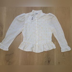 BURU NWT peplum puff sleeve blouse small